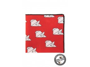 Červený kapesníček se vzorem origami