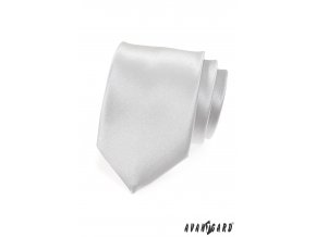 Stříbrná jednobarevná lesklá kravata