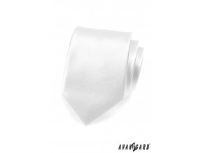Bílá jednobarevná lesklá kravata