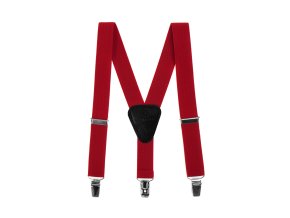 Chlapecké šle Y s koženým středem a zapínáním na klipy - 25 mm 862-1223 Červená, černá kůže (Velikost výška postavy 110 - 130 cm)