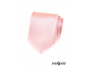 Světle růžová jednobarevná lesklá kravata