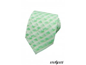 Velmi světle zelená kravata se zelenými trojúhelníčky _