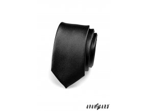 Černá lesklá jednobarevná SLIM kravata