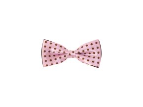 Růžový pánský motýlek s hnědými tečkami + kapesníček do saka (12,5 cm)