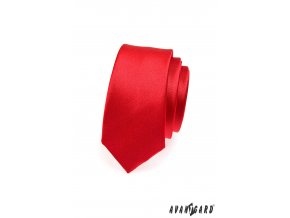 Zářivě červená jednobarevná SLIM kravata