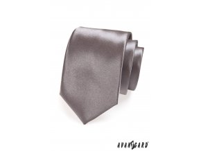 Světle grafitová jednobarevná jemně lesklá luxusní kravata