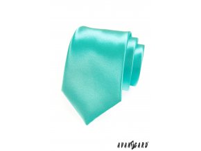 Zářivě mátová luxusní jemně lesklá jednobarevná kravata