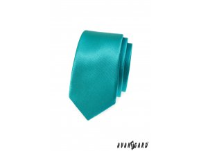 Tyrkysová slim jednobarevná kravata