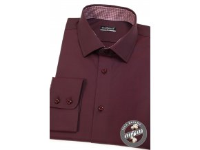 Bordó pánská slim fit košile, dl.rukáv, 109-21113