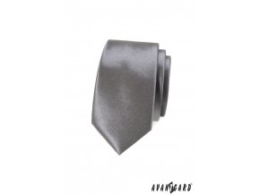 Světle grafitová luxusní jednobarevná jemně lesklá SLIM kravata