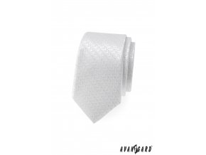 Bílá slim kravata se vzorem a třpytivými tečkami