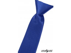 Zářivě modrá chlapecká jednobarevná jemně lesklá kravata