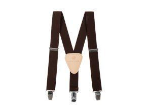 Chlapecké šle Y s koženým středem a zapínáním na klipy - 25 mm 862-901812 Hnědá, béžová kůže (Velikost výška postavy 90 - 110 cm)