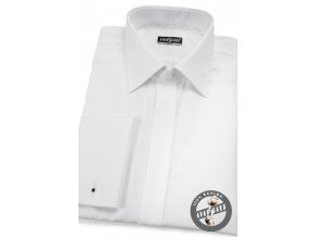 Bílá pánská slim fit košile SLIM na manžetové knoflíčky, krytá léga, 111-97