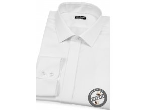 Bílá pánská slim fit košile s krytou légou