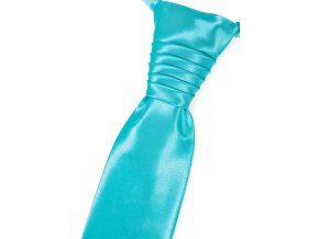 Zářivě tyrkysová jednobarevná pánská regata + kapesníček do saka