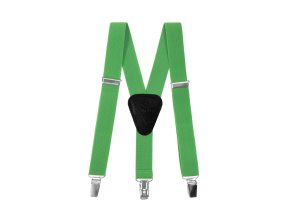 Chlapecké šle Y s koženým středem a zapínáním na klipy - 25 mm 862-982923 Zelená, černá kůže (Velikost výška postavy 90 - 110 cm)