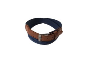 Pánský opasek 888-3163 Tmavě modrá, tmavě hnědá kůže (Velikost 110 cm, šířka 3 cm)