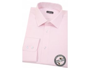 Světle růžová jednobarevná pánská slim fit košile, dl.rukáv, 109-9