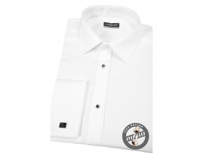 Bílá pánská košile slim fit s propínací légou s knoflíčky, dl. rukáv s dvojitými manžetami, propínací léga s knoflíčky, 176-1
