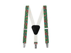 Chlapecké šle Y s koženým středem a zapínáním na klipy - 25 mm 862-4613 Zelená (Velikost výška postavy 110 - 130 cm)