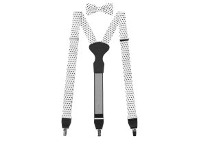 Bílá pánská sada s černými puntíky - černý střed