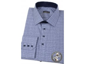 Modrá pánská společenská slim fit košile, dl.rukáv, 107-5516