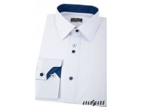 Bílá pánská společenská slim fit košile, dl. ruk., 125-0175