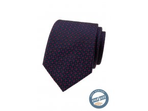 Tmavě modrá hedvábná pánská kravata se vzorem