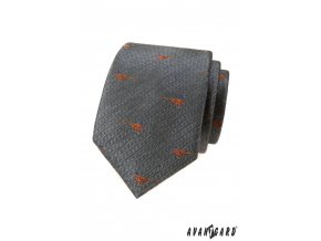 Šedá luxusní pánská kravata se vzorem – Bažant