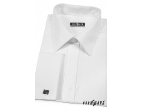 Bílá pánská košile s krytou légou, dl. rukáv na manž. knoflíčky