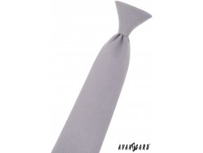 Světle šedá matná dětská kravata na gumičku (31 cm)