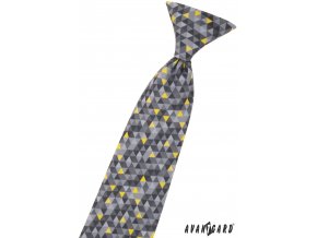 Šedo-žlutá dětská kravata na gumičku (44 cm)