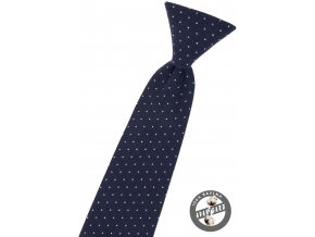 Tmavě modrá dětská kravata na gumičku s puntíky (44 cm)