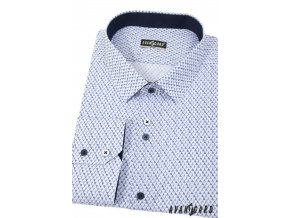 Bílá pánská slim fit košile s modrými trojúhelníčky, 125-0177