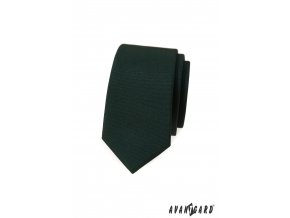 Tmavě zelená matná luxusní pánská slim kravata