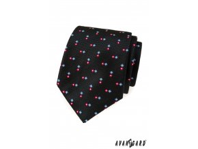 Černá luxusní pánská kravata s barevným vzorkem