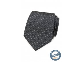 Šedá pánská hedvábná kravata se vzorem + krabička