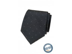 Velmi tmavě šedá pánská hedvábná kravata s jemným vzorkem + krabička