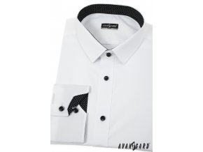 Bílá pánská slim fit košile s černými detaily_125-0178