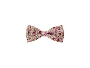 Pudrový bavlněný pánský motýlek s květy (12,5 cm)