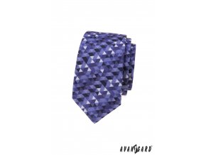 Fialová luxusní pánská slim kravata s mozaikovým vzorem