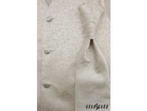 Smetanová dětská vesta s třpytivým vzorem + regata + kapesníček do saka