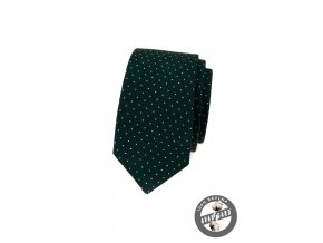 Velmi tmavě zelená bavlněná luxusní pánská kravata s tečkami