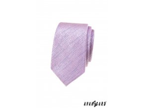 Růžová luxusní pánská slim kravata se žíháním