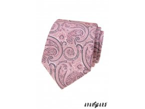 Světle růžová luxusní pánská kravata s tmavým vzorem