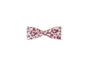 Bílý bavlněný pánský motýlek s pudrovými květy (10 cm)