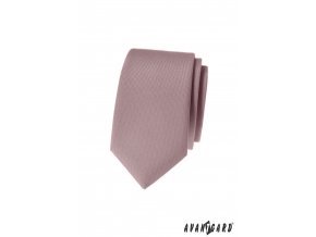 "Nude" pudrová matná luxusní pánská slim kravata