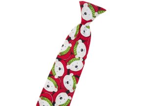 Červená bavlněná dětská kravata se vzorem – Lední medvěd (31 cm)