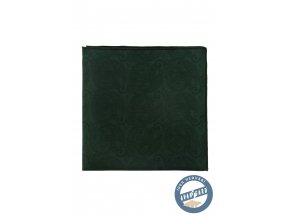 Velmi tmavě zelený hedvábný kapesníček do saka se vzorem stejné barvy